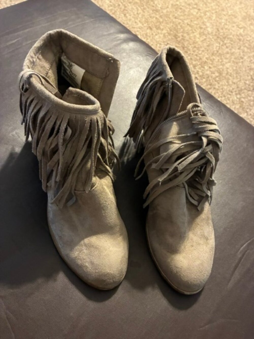 Women's Fringe Ankle Boots, Tan, size 8.5